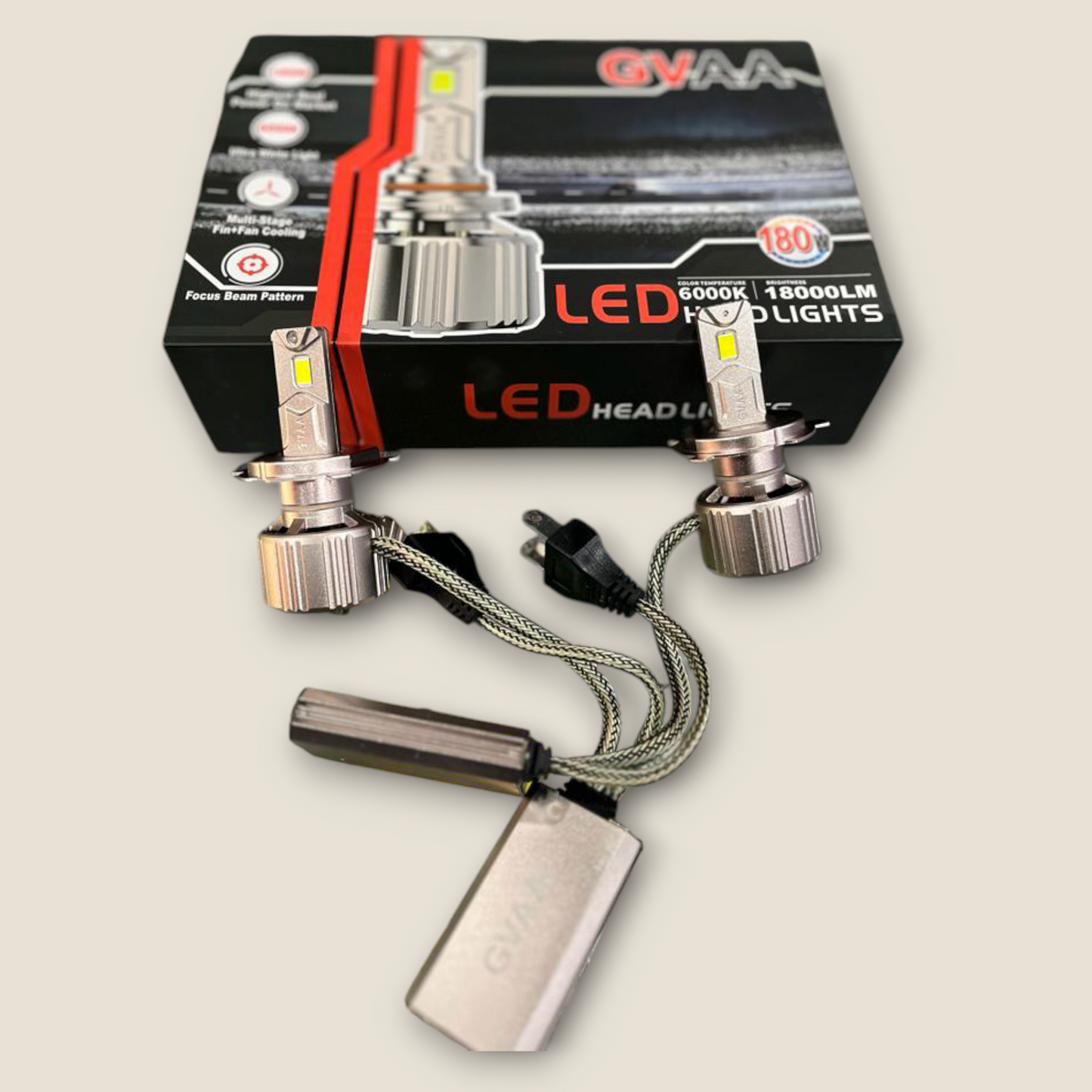 GVAA 180W LED Universal Headlight for car (pack of 2) 1 Year Guarantee