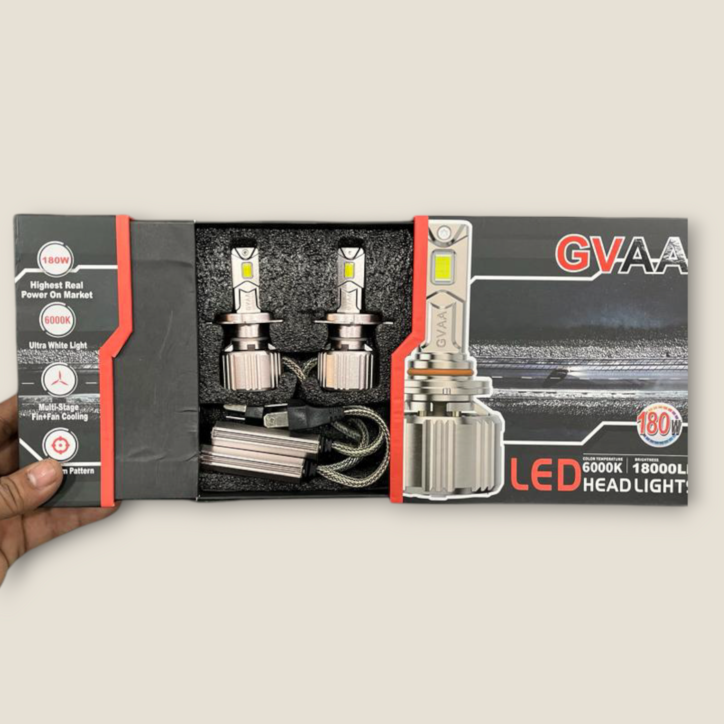 GVAA 180W LED Universal Headlight for car (pack of 2) 1 Year Guarantee