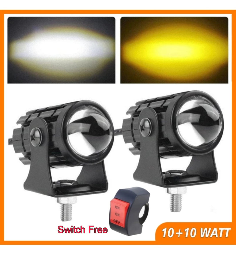 Universal U1 Projector Dual Color Mini driving Lens Fog Light with Free Switch (Set of 2)