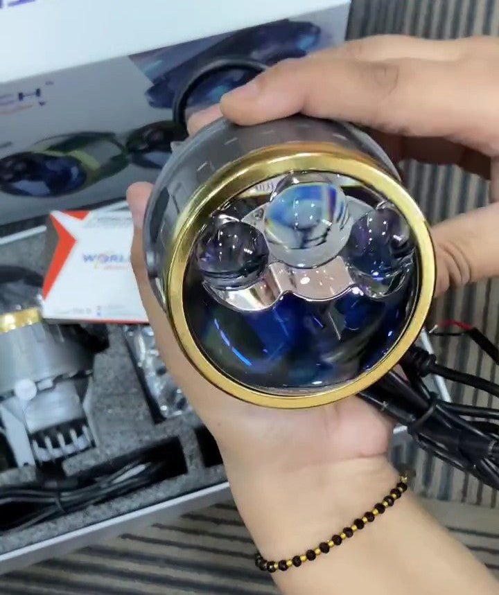 Worldtech BI-LED 3-inch 20X 150W Triple Laser 6000K Beam Fog Lamp LED Car Projector Lamp
