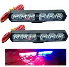 6 LED Red Blue Flashing Blinking Strobe Light (12 V, 10 W) (Pack of 2)