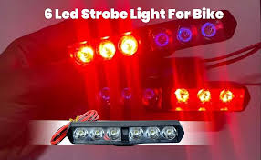 6 LED Red Blue Flashing Blinking Strobe Light (12 V, 10 W) (Pack of 2)