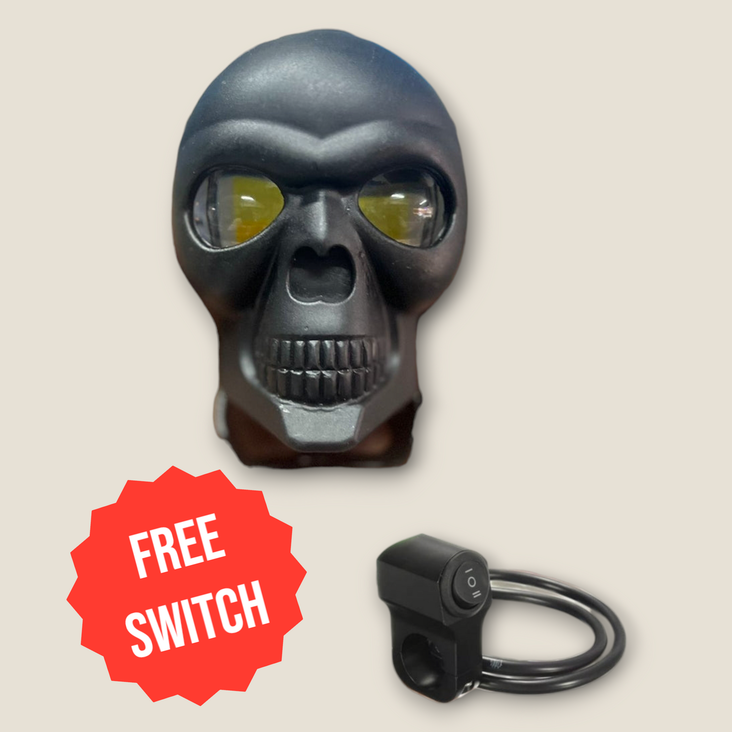 Skull Style Fog Light SpotLight Lamp Waterproof, 12V (DC) 30W Universal Fit for All Bike Car, Scooty and Electric Vehicles (Yellow, White Light Reflection)