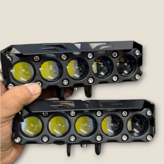 HJG 5-Lens LED Fog Lights – Yellow/White Color for Universal (Set of 2)